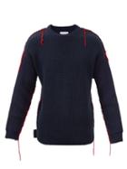 Marine Serre - Crescent Moon-intarsia Cotton-blend Sweater - Mens - Navy