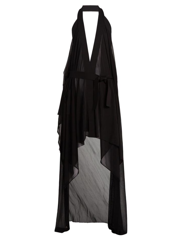 Balmain Draped Halterneck Stretch-knit Wrap Dress