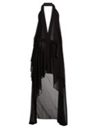 Balmain Draped Halterneck Stretch-knit Wrap Dress
