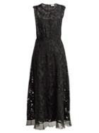 Matchesfashion.com Redvalentino - Floral Embroidered Tulle Dress - Womens - Black