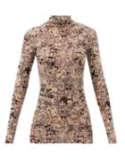 Matchesfashion.com Vetements - Cartoon-print Roll-neck Mesh Long-sleeved Top - Womens - Multi