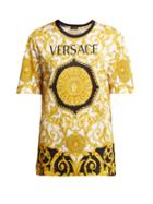 Matchesfashion.com Versace - Baroque Print Cotton T Shirt - Womens - Gold Multi