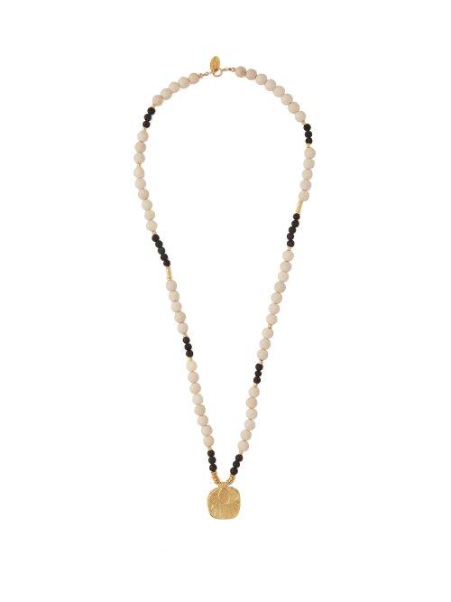 Matchesfashion.com Elise Tsikis - Lerissos 18kt Gold Plated Beaded Necklace - Womens - White