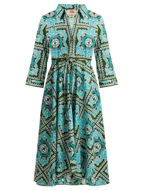 Matchesfashion.com Le Sirenuse, Positano - Lucy Aretusa Print Cotton Shirtdress - Womens - Green Print