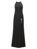 Matchesfashion.com Julie De Libran - Gaia Crystal Embellished Silk Satin Gown - Womens - Black