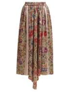 Matchesfashion.com By Walid - Margot Floral Print Silk Midi Skirt - Womens - Pink Print
