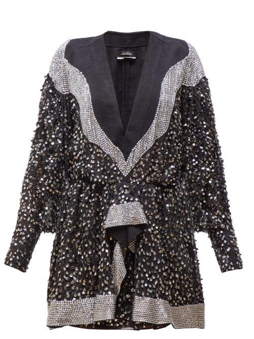 Matchesfashion.com Isabel Marant - Caldes Sequinned Chiffon Mini Dress - Womens - Black