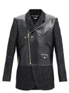 Matchesfashion.com Junya Watanabe - Faux-leather And Tweed Jacket - Womens - Black
