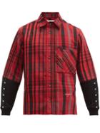 Matchesfashion.com Off-white - Contrast Panel Checked Cotton Blend Shirt - Mens - Black Red