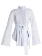 Matchesfashion.com Teija - Cut Out Cotton Cady Wrap Top - Womens - Light Blue