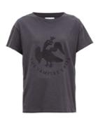 Matchesfashion.com Current/elliott X Vampires Wife - X The Vampire's Wife Logo Flocked Jersey T Shirt - Womens - Dark Grey