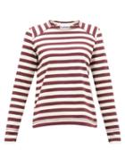 Matchesfashion.com Ganni - Striped Cotton-jersey Top - Womens - White Multi