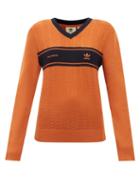 Adidas X Wales Bonner - Logo-embroidered V-neck Wool-blend Sweater - Womens - Orange