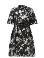Matchesfashion.com Erdem - Favilla Cape-back Brocade Mini Dress - Womens - Black Silver