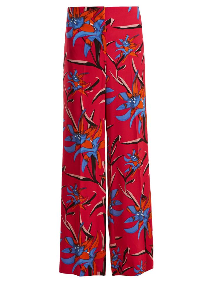 Diane Von Furstenberg Harlow Floral-print Wide-leg Trousers