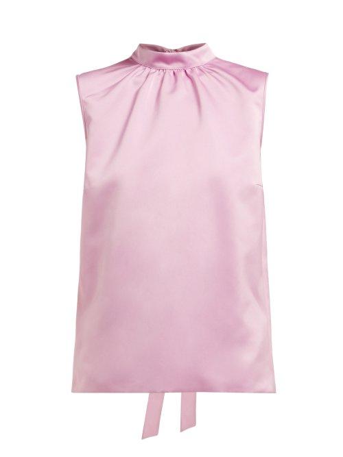 Matchesfashion.com Rochas - Gathered Duchess Satin Top - Womens - Pink