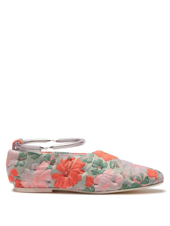 Jil Sander Floral Brocade Bracelet-strap Flats