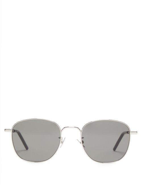 Matchesfashion.com Saint Laurent - Round Metal Sunglasses - Womens - Silver Multi