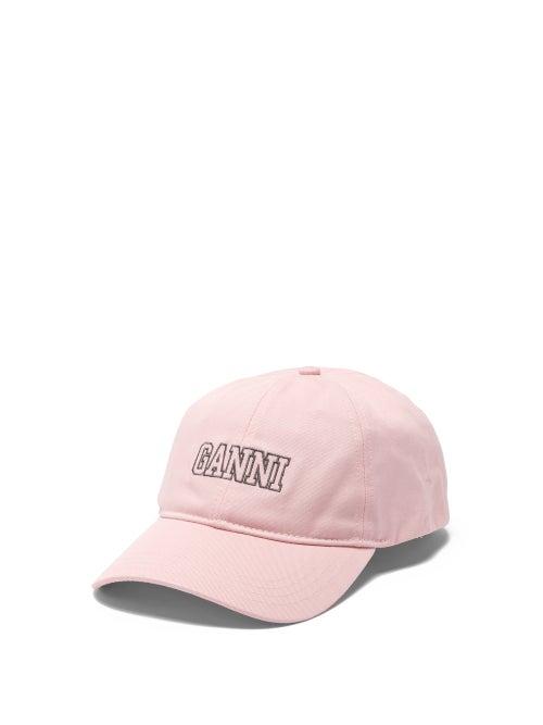 Ladies Accessories Ganni - Logo-embroidered Organic-cotton Baseball Cap - Womens - Light Pink