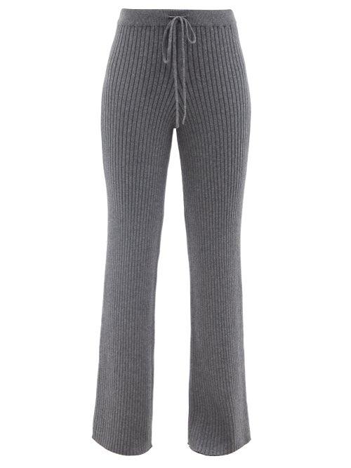 Skin - Kennedy Ribbed Cotton-blend Pyjama Trousers - Womens - Grey