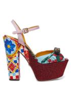 Matchesfashion.com Dolce & Gabbana - Patchwork Platform Sandals - Womens - Multi