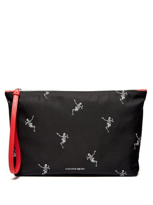 Matchesfashion.com Alexander Mcqueen - Dancing Skeleton Print Pouch - Mens - Black White