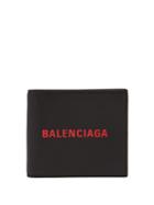 Matchesfashion.com Balenciaga - Logo Embossed Bi Fold Leather Wallet - Mens - Black Red