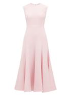 Matchesfashion.com Emilia Wickstead - Denver Wool Crepe Midi Dress - Womens - Light Pink