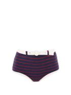 Matchesfashion.com Solid & Striped - Nantucket High Rise Cotton Blend Bikini Briefs - Womens - Navy Stripe