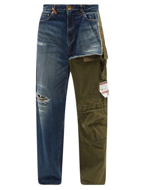 Mihara Yasuhiro - Hybrid Denim And Canvas Relaxed-leg Jeans - Mens - Navy