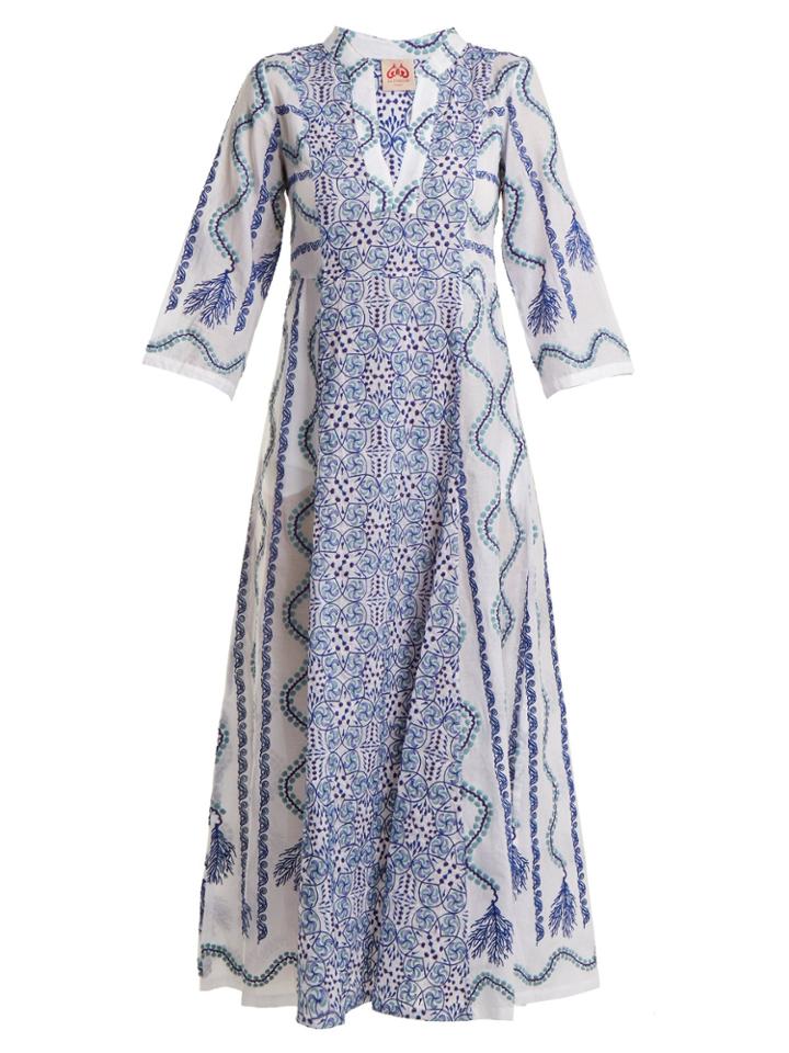 Le Sirenuse, Positano Giada Kantha Embroidered Cotton Dress