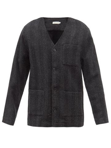 Another Aspect - Striped Organic Wool-blend Cardigan - Mens - Dark Grey