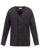 Another Aspect - Striped Organic Wool-blend Cardigan - Mens - Dark Grey