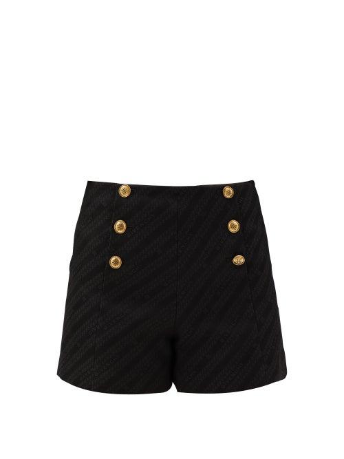 Matchesfashion.com Givenchy - Button-front Logo-jacquard Cotton-blend Shorts - Womens - Black