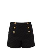 Matchesfashion.com Givenchy - Button-front Logo-jacquard Cotton-blend Shorts - Womens - Black