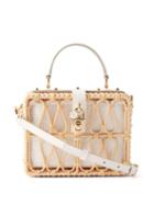 Dolce & Gabbana - Dolce Box Rattan And Brocade Box Bag - Womens - Tan White