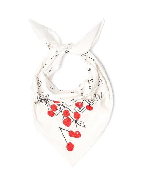 Matchesfashion.com Bliss And Mischief - Cherry Bamdana Cotton Scarf - Womens - Ivory