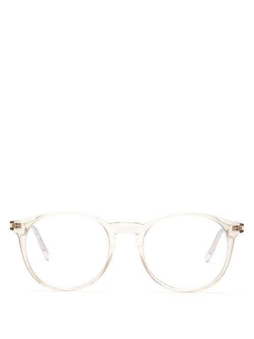 Matchesfashion.com Saint Laurent - Round Acetate Glasses - Mens - Beige