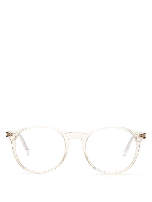 Matchesfashion.com Saint Laurent - Round Acetate Glasses - Mens - Beige