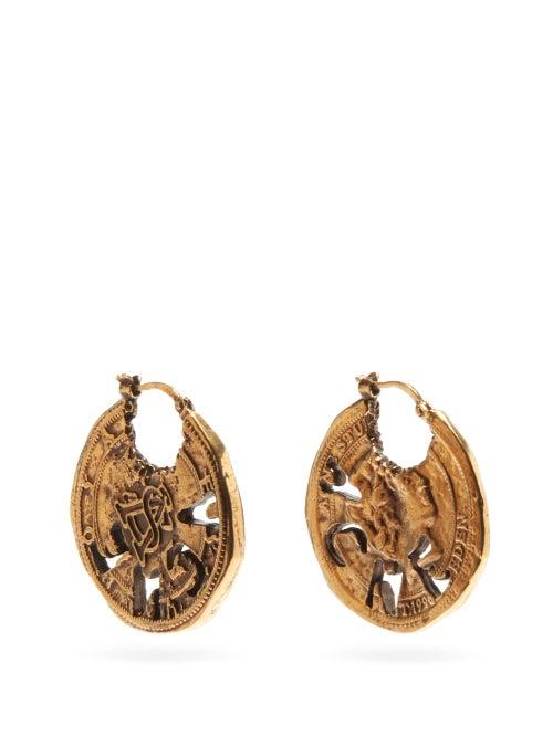 Matchesfashion.com Acne Studios - Coin Antiqued-brass Earrings - Womens - Gold