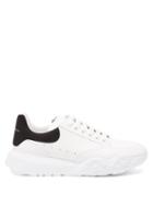 Mens Shoes Alexander Mcqueen - Court Raised-sole Leather Trainers - Mens - White Black