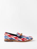 Casablanca - Aviation Houndstooth-print Twill Loafers - Mens - White Red