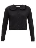 Matchesfashion.com Redvalentino - Ruffled Wool-blend Cardigan - Womens - Black