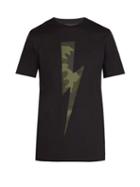 Matchesfashion.com Neil Barrett - Lightning Bolt Print Cotton T Shirt - Mens - Black