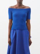 Alexander Mcqueen - Off-the-shoulder Jersey Top - Womens - Blue