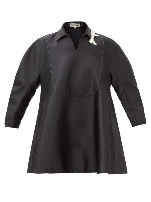 Shushu/tong - Bow-embellished Satin Mini Dress - Womens - Black