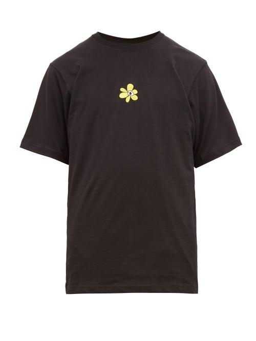 Matchesfashion.com P.a.m. - Sunflower Embroidered Cotton T Shirt - Mens - Black