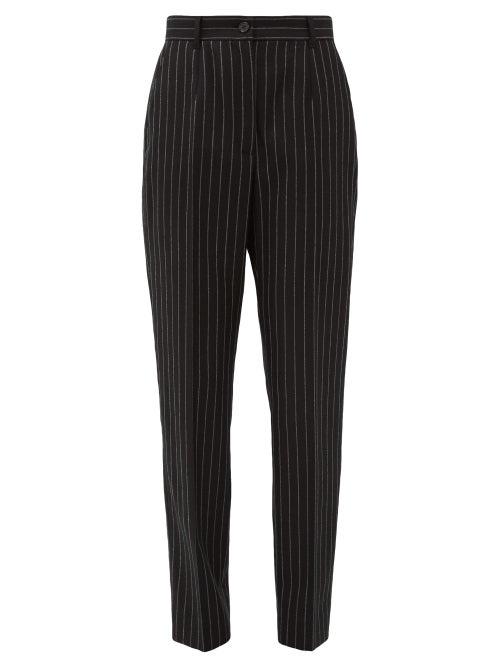 Matchesfashion.com Dolce & Gabbana - Chalk-stripe Slim-fit Wool-blend Trousers - Womens - Grey Multi
