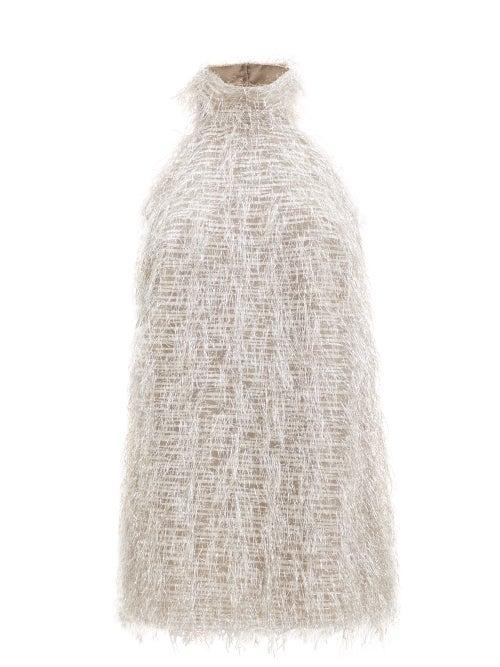 Matchesfashion.com Taller Marmo - Barbarella Halterneck Fil-coup Dress - Womens - Silver