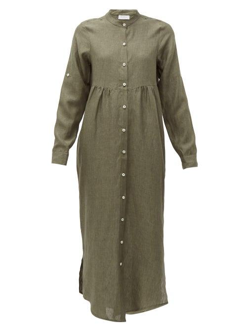Matchesfashion.com Gioia Bini - Emma Linen Shirtdress - Womens - Khaki